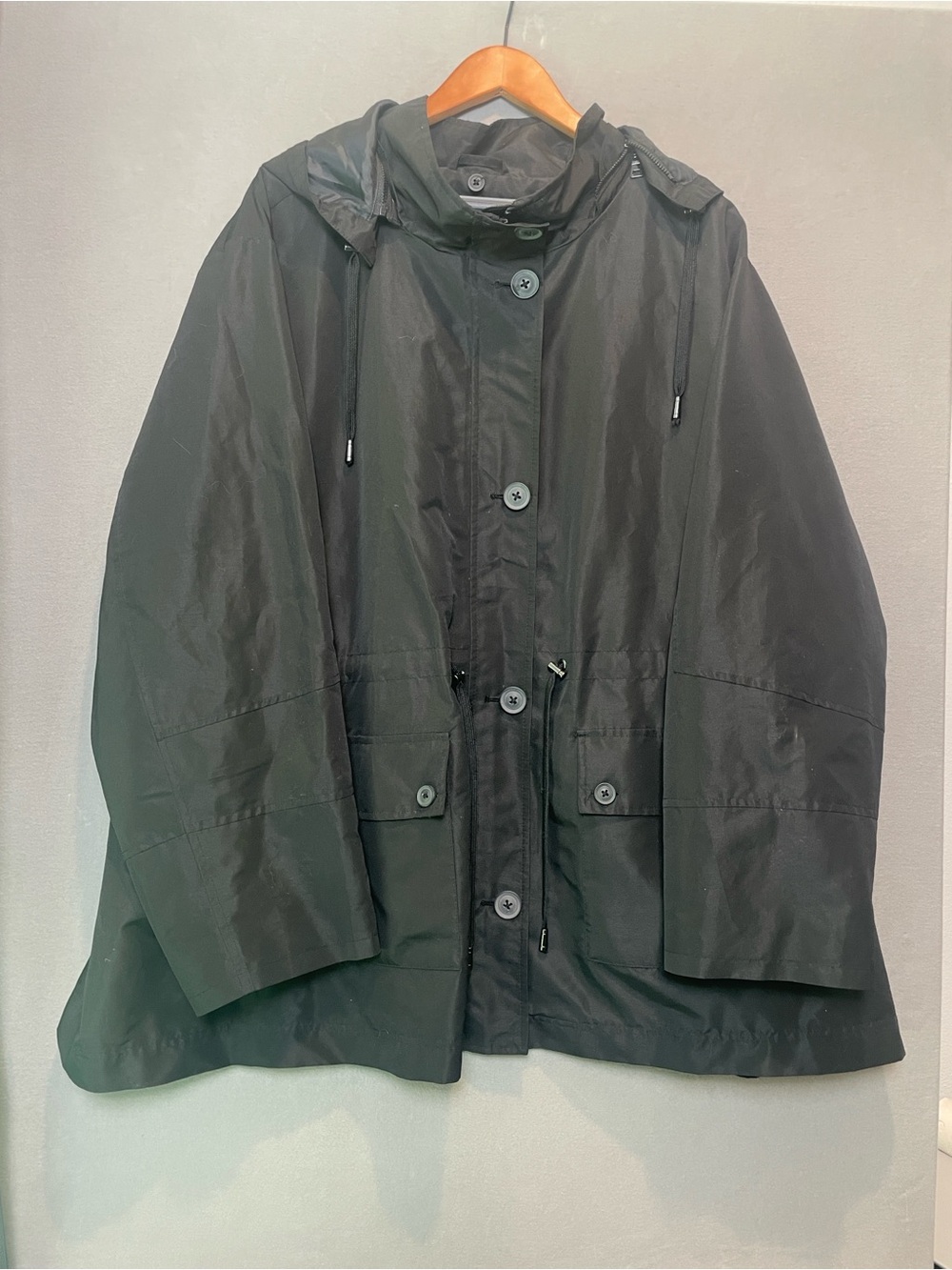 Catherines Black Women's Hooded Rain Resistant Jacket Size 3x